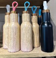  Bouteilles aspect bois avec anse en silicone