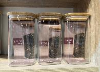  Grand bocal rectangulaire XL avec couvercle en bambou – 1.